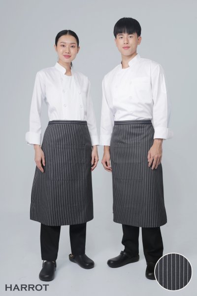 ผ้ากันเปื้อนเชฟ ผ้ากันเปื้อนเสิร์ฟ ครึ่งยาว ลาย GM