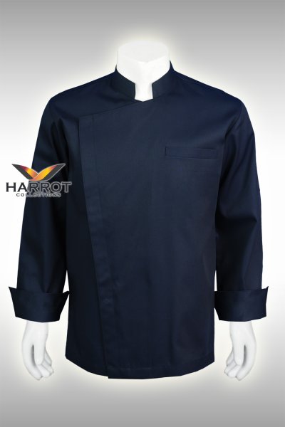 เสื้อเชฟ แขนยาว สีกรม กระดุมแป๊ก