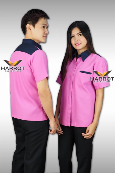 เสื้อแม่บ้าน/พ่อบ้าน สีม่วงแต่งกรม