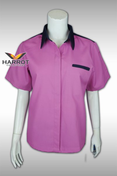 เสื้อแม่บ้าน/พ่อบ้าน สีม่วงแต่งกรม