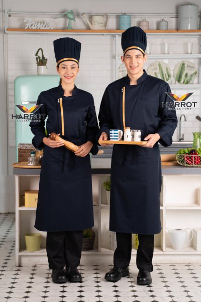 เสื้อเชฟ แขนยาว กุ๊นทอง กระดุมแป๊ก