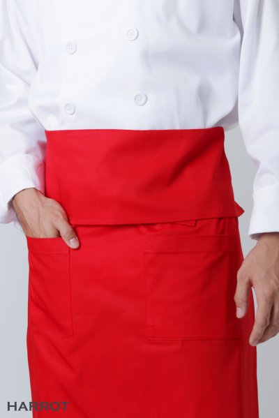 ผ้ากันเปื้อน ครึ่งยาว มีลิ้น สายยาวผูกหน้า