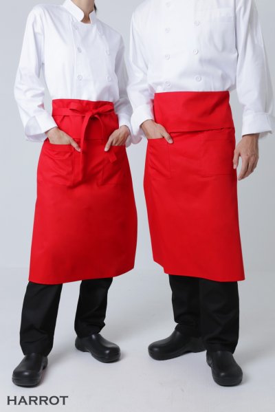 ผ้ากันเปื้อน ครึ่งยาว มีลิ้น สายยาวผูกหน้า