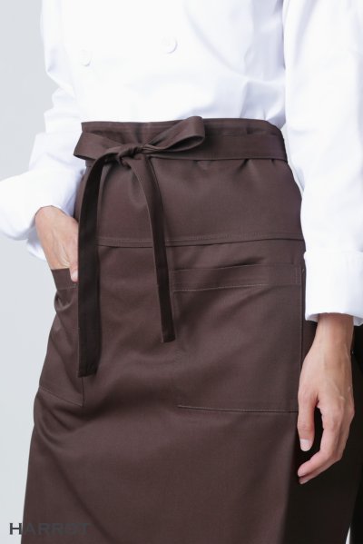 ผ้ากันเปื้อน ครึ่งยาว มีลิ้น สายยาวผูกหน้า