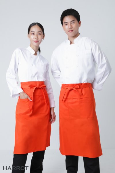 ผ้ากันเปื้อน ครึ่งยาว มีลิ้น สายยาวผูกหน้า