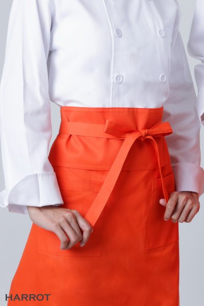 ผ้ากันเปื้อน ครึ่งยาว มีลิ้น สายยาวผูกหน้า