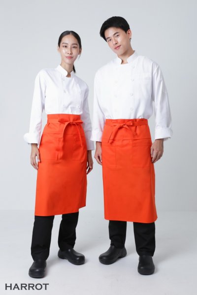 ผ้ากันเปื้อน ครึ่งยาว มีลิ้น สายยาวผูกหน้า