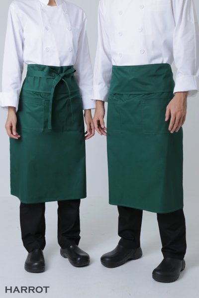 ผ้ากันเปื้อน ครึ่งยาว มีลิ้น สายยาวผูกหน้า