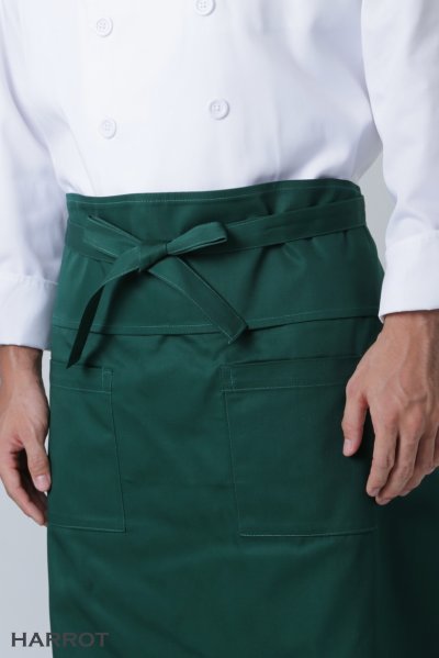 ผ้ากันเปื้อน ครึ่งยาว มีลิ้น สายยาวผูกหน้า