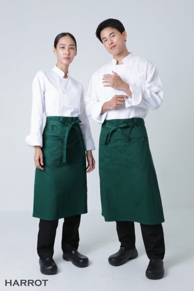 ผ้ากันเปื้อน ครึ่งยาว มีลิ้น สายยาวผูกหน้า