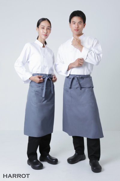 ผ้ากันเปื้อน ครึ่งยาว มีลิ้น สายยาวผูกหน้า