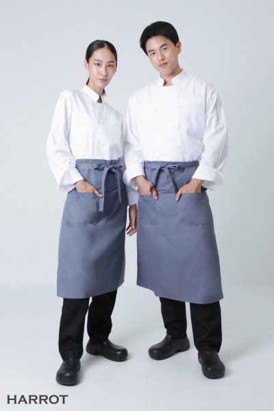 ผ้ากันเปื้อน ครึ่งยาว มีลิ้น สายยาวผูกหน้า