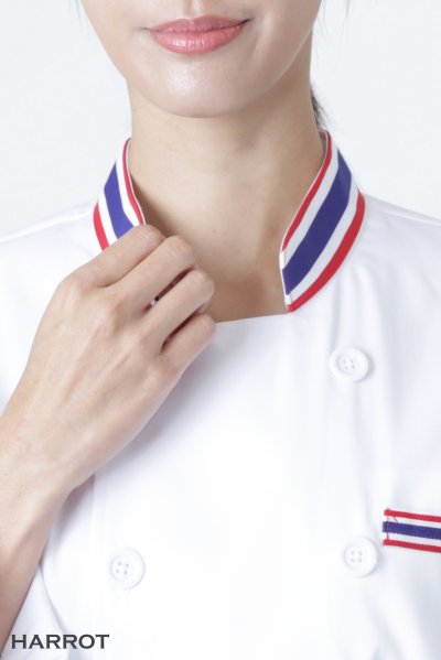 เสื้อเชฟ แขนยาว กระเป๋าเจาะ แต่งลายธงชาติ