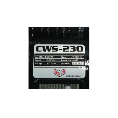 รอกสลิงไฟฟ้า COMEUP แบบแขวน รุ่น CWS230 ขนาด 230 Kg. เชือกสลิงมาพร้อมกับสลักตะขอเกี่ยว
