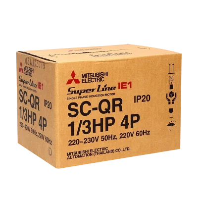 มอเตอร์มิตซูบิชิ MITSUBISHI รุ่น SC-QR กำลัง 1/3 แรงม้า (0.25 กิโลวัตต์) 1 เฟส 220V 4P IP20 