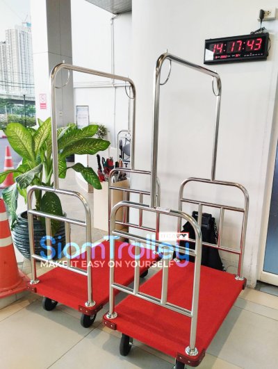 รถเข็นผ้าสแตนเลสแบบราวแขวนพื้นปูพรม