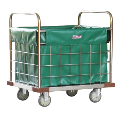 รถเข็นสแตนเลสตะแกรงแฮนด์ 2 ด้านพร้อมถุงคูนิล่อน