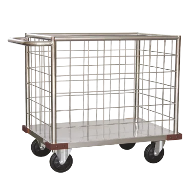 รถเข็นสเเตนเลสใส่ผ้าแห้งแบบตะแกรงแฮนด์เดียว