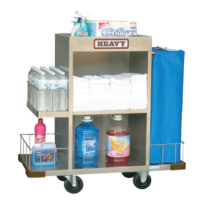 รถเข็นแม่บ้านสแตนเลสพร้อมถุงผ้าคูนิล่อน