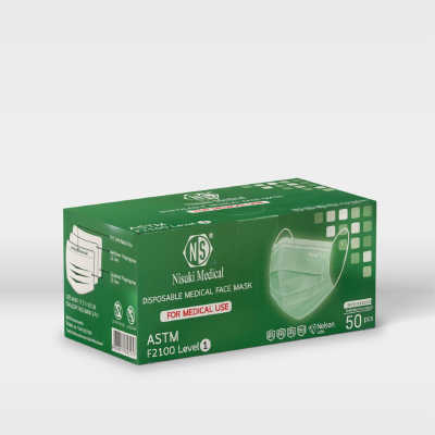 หน้ากากการแพทย์ 3 ชั้น สำหรับผู้ใหญ่ สีเขียว