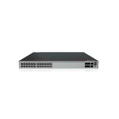 S5735-L24PN4XE-A-V2 (24*10/100/1000/2.5GBASE-T ports(PoE+), 4*10GE SFP+ ports, 2*12GE stack ports, 400W PoE, built-in AC power)