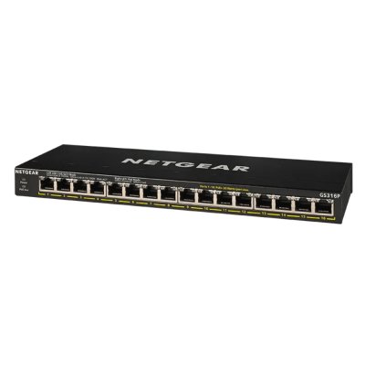 GS316P : 16-Port Gigabit Ethernet Unmanaged PoE+ Essentials Switch (115W)