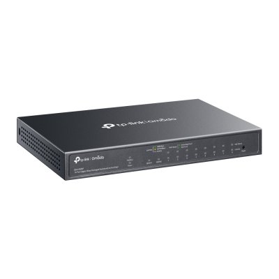 ES210GMP : Omada 10-Port Gigabit Easy Managed Switch with 8-Port PoE+ 9× Gigabit Ports (8× PoE+) 1× Gigabit RJ45/SFP Combo Port 123W Power Budget