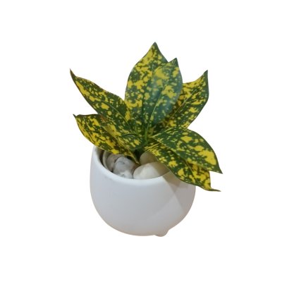 ต้นไม้ปลอมขนาดเล็กกับกระถางดินเผาทางนมวัว 4 นิ้ว Small artificial plant