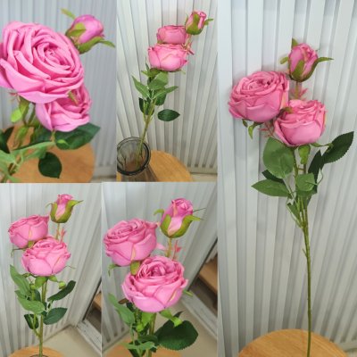 ดอกกุหลาบปลอมดอกไม้ประดิษฐ์ดอกใหญ่สวยเหมือนจริงก้านยาว61ซม.Artificial large rose flower