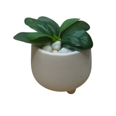 ต้นไม้ปลอมขนาดเล็กกระถาง 5" Small artificial plant with a 5-inch clay pot.