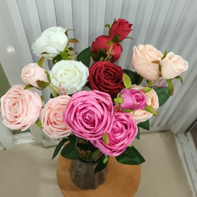 ดอกกุหลาบปลอมดอกไม้ประดิษฐ์ดอกใหญ่สวยเหมือนจริงก้านยาว61ซม.Artificial large rose flower