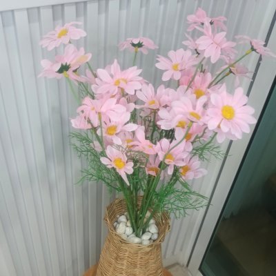 ดอกเดซี่ก้านปลอมดอกไม้ประดิษฐ์ 10 กิ่งต่อช่อ แจกันหวายทรงสูง Artificial daisy flowers