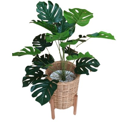 ต้นมอนสเตอร่าปลอมขนาดใหญ่เหมือนจริง Artificial / Fake Monstera plantket, wooden stand