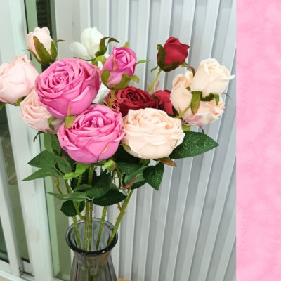 ดอกกุหลาบปลอมดอกไม้ประดิษฐ์ดอกใหญ่สวยเหมือนจริงก้านยาว61ซม.Artificial large rose flower