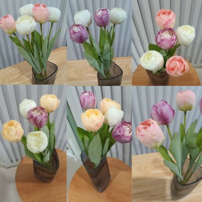ช่อดอกทิวลิปปลอมดอกไม้ประดิษฐ์ในกระถางเบลล่า 5 นิ้ว Artificial Tulip in a Bella pot