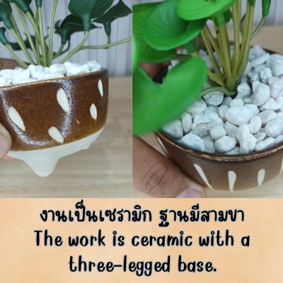 ต้นไม้เลื้อยปลอมประดิษฐ์ขนาดเล็กในกระถางเซรามิก 3.5 นิ้ว Artificial plant in ceramic pot.