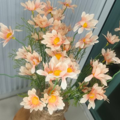 ดอกเดซี่ก้านปลอมดอกไม้ประดิษฐ์ 10 กิ่งต่อช่อ แจกันหวายทรงสูง Artificial daisy flowers