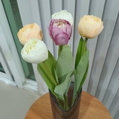 ช่อดอกทิวลิปปลอม 5 ดอกแต่งบ้านแต่งร้าน Artificial tulip flower.