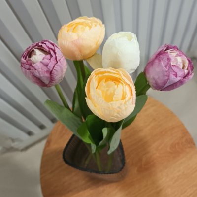 ช่อดอกทิวลิปปลอม 5 ดอกแต่งบ้านแต่งร้าน Artificial tulip flower.