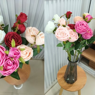 ดอกกุหลาบปลอมดอกไม้ประดิษฐ์ดอกใหญ่สวยเหมือนจริงก้านยาว61ซม.Artificial large rose flower