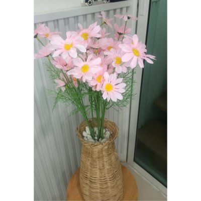 ดอกเดซี่ก้านปลอมดอกไม้ประดิษฐ์ 10 กิ่งต่อช่อ แจกันหวายทรงสูง Artificial daisy flowers