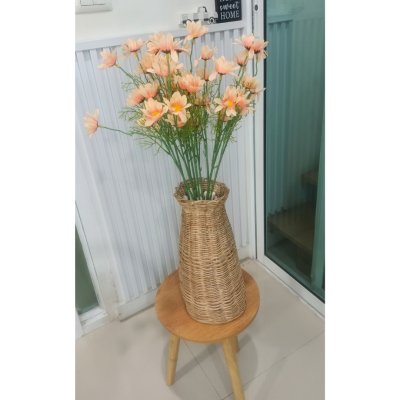 ดอกเดซี่ก้านปลอมดอกไม้ประดิษฐ์ 10 กิ่งต่อช่อ แจกันหวายทรงสูง Artificial daisy flowers
