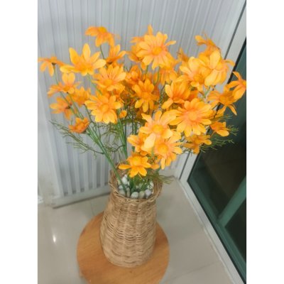 ดอกเดซี่ก้านปลอมดอกไม้ประดิษฐ์ 10 กิ่งต่อช่อ แจกันหวายทรงสูง Artificial daisy flowers