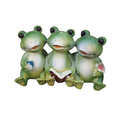 ตุ๊กตากบเรซิ่น 3 ตัวนั่งเรียงกัน Resin frog dolls, 3 sitting in a row