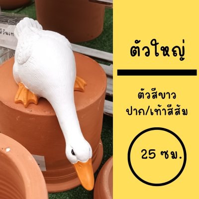 ตุ๊กตาเรซิ่นเป็ดสีขาว 3 ตัว White resin duck figurines