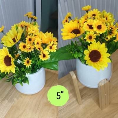 ดอกทานตะวันปลอมในกระถางเบลล่า5นิ้วขาตั้งไม้ Artificial sunflower in Bella pot