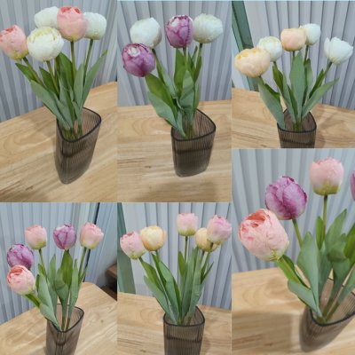 ช่อดอกทิวลิปปลอม 5 ดอกแต่งบ้านแต่งร้าน Artificial tulip flower.