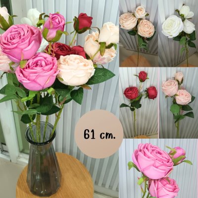 ดอกกุหลาบปลอมดอกไม้ประดิษฐ์ดอกใหญ่สวยเหมือนจริงก้านยาว61ซม.Artificial large rose flower