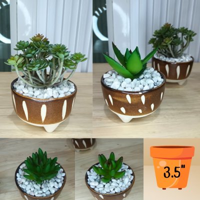 แคคตัสปลอมต้นไม้ประดิษฐ์ในกระถางเซรามิก Artificial cactus in a ceramic pot.