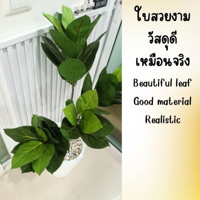 ต้นยางอินเดียปลอมในกระถางทรงสูง 12 นิ้ว Artificial Rubber Plant Home Decor